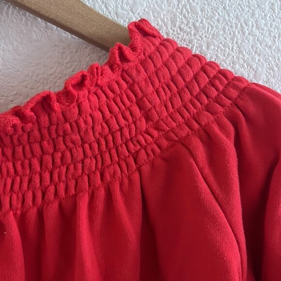 Urban Outfitters Kimchi Blue Smocked Neckline Cropped Sweatshirt Top Red XS - Picture 7 of 8